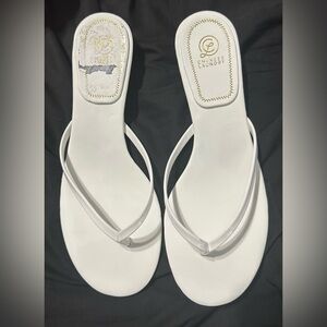 Chinese Laundry Glossy White Kitten Heels Sandals
